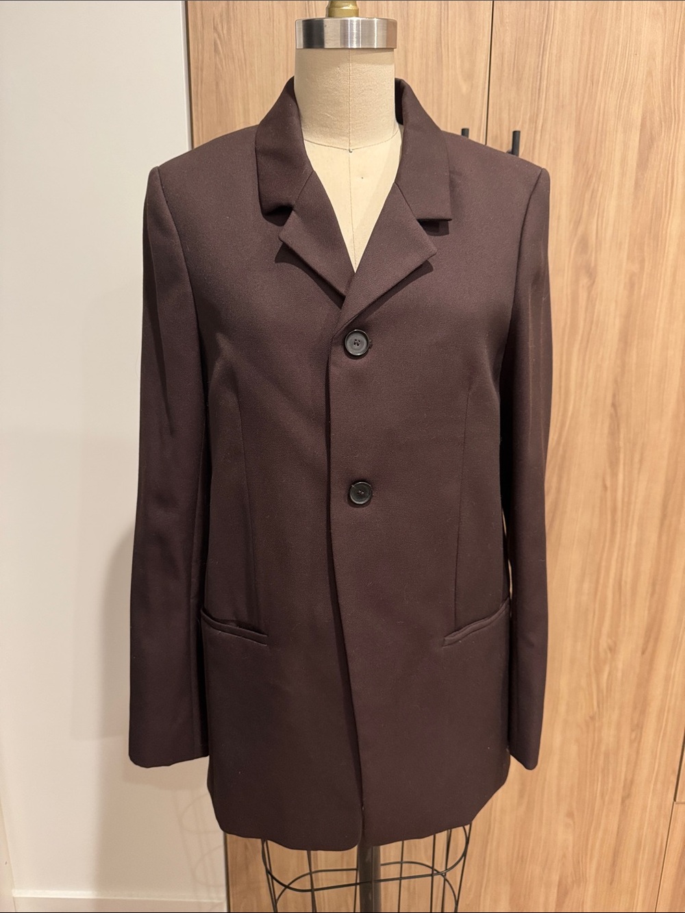 Zara oversized Dark Brown Two-Button Single-Breasted Blazer